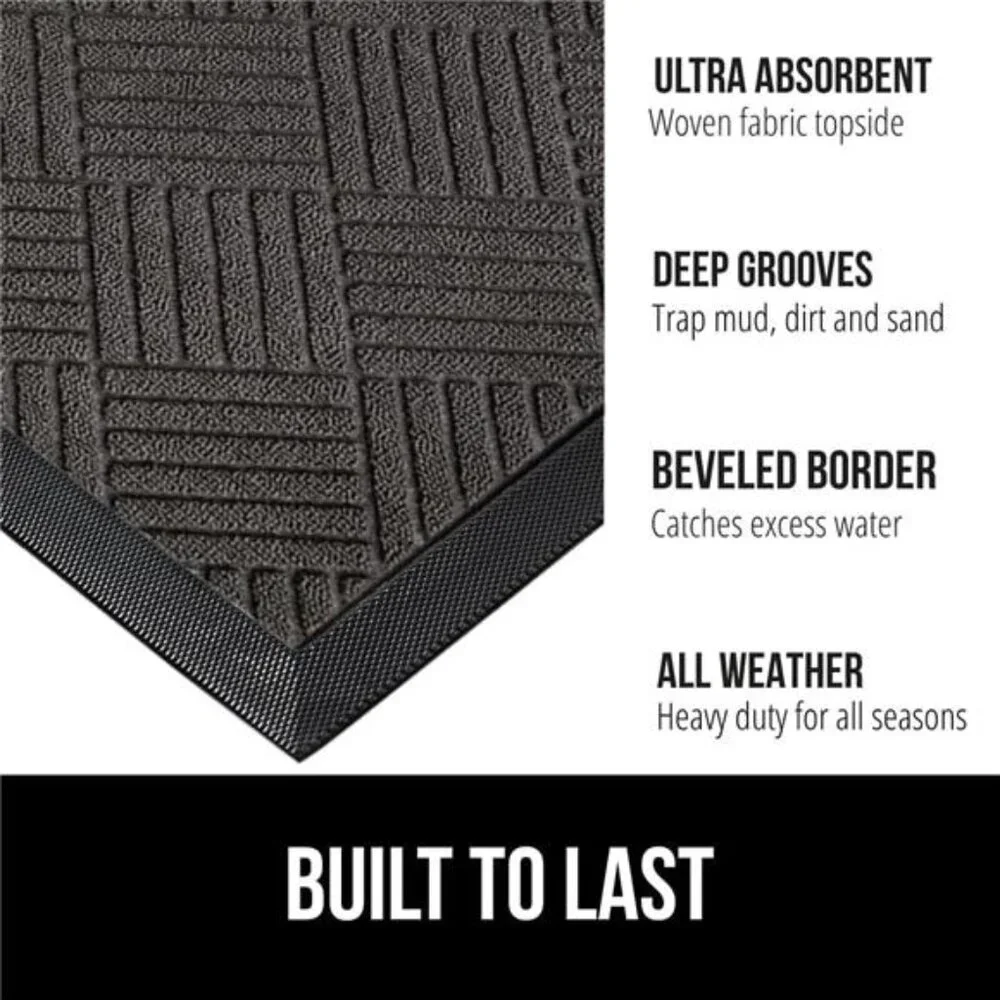 100% Waterproof All-Season WeatherMax Doormat, Durable Natural Rubber, Stain